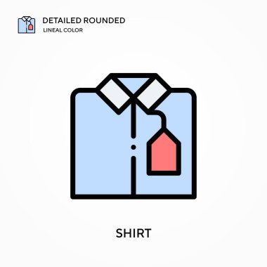 Gömlek ayrıntılı yuvarlak doğrusal renk vektör ikonu. Web mobil UI ögesi için resimleme sembolü tasarım şablonu. Düzenlenebilir vuruşlarda mükemmel renk modern piktogram. İş projeniz için gömlek simgeleri