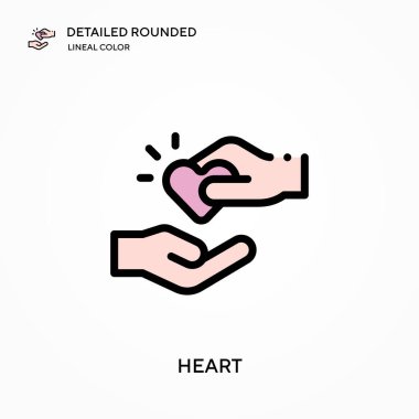 Kalp detaylı yuvarlak doğrusal renk vektör simgesi. Web mobil UI ögesi için resimleme sembolü tasarım şablonu. Düzenlenebilir vuruşlarda mükemmel renk modern piktogram. İş projeniz için kalp simgeleri