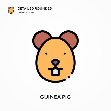 Gine domuzu yuvarlak doğrusal renk vektör simgesini detaylandırdı. Web mobil UI ögesi için resimleme sembolü tasarım şablonu. Düzenlenebilir vuruşlarda mükemmel renk modern piktogram. İş projeniz için Gine domuzu simgeleri