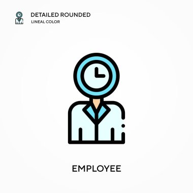 Çalışan ayrıntılı yuvarlak doğrusal renk vektör simgesi. Web mobil UI ögesi için resimleme sembolü tasarım şablonu. Düzenlenebilir vuruşlarda mükemmel renk modern piktogram. İş projeniz için çalışan simgeleri