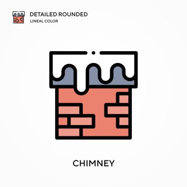 Baca detaylı yuvarlak doğrusal renk vektör simgesi. Web mobil UI ögesi için resimleme sembolü tasarım şablonu. Düzenlenebilir vuruşlarda mükemmel renk modern piktogram. İş projeniz için baca simgeleri