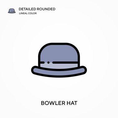 Melon şapka yuvarlak doğrusal renk vektör simgesini detaylı olarak açıklıyor. Web mobil UI ögesi için resimleme sembolü tasarım şablonu. Düzenlenebilir vuruşlarda mükemmel renk modern piktogram. İş projeniz için melon şapka simgeleri