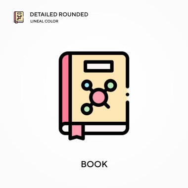 Kitap ayrıntılı yuvarlak doğrusal renk vektör simgesi. Web mobil UI ögesi için resimleme sembolü tasarım şablonu. Düzenlenebilir vuruşlarda mükemmel renk modern piktogram. İş projeniz için rezervasyon simgeleri