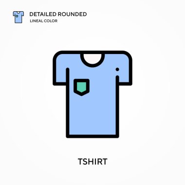 Tshirt detaylı yuvarlak doğrusal renk vektör simgesi. Web mobil UI ögesi için resimleme sembolü tasarım şablonu. Düzenlenebilir vuruşlarda mükemmel renk modern piktogram. İş projeniz için t-shirt simgeleri
