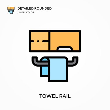 Havlu korkuluğu yuvarlak doğrusal renk vektör simgesi detaylı. Web mobil UI ögesi için resimleme sembolü tasarım şablonu. Düzenlenebilir vuruşlarda mükemmel renk modern piktogram. İş projeniz için havlu demiryolu simgeleri