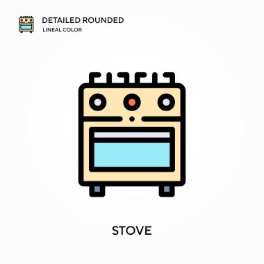 Soba detaylı yuvarlak doğrusal renk vektör simgesi. Web mobil UI ögesi için resimleme sembolü tasarım şablonu. Düzenlenebilir vuruşlarda mükemmel renk modern piktogram. İş projeniz için fırın simgeleri