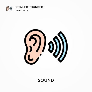 Ayrıntılı yuvarlak doğrusal renk vektör simgesi gibi. Web mobil UI ögesi için resimleme sembolü tasarım şablonu. Düzenlenebilir vuruşlarda mükemmel renk modern piktogram. İş projeniz için ses simgeleri