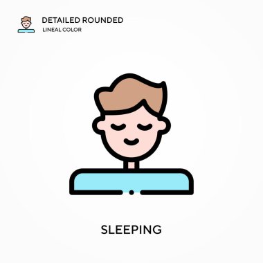 Ayrıntılı uyuyan yuvarlak doğrusal renk vektör simgesi. Web mobil UI ögesi için resimleme sembolü tasarım şablonu. Düzenlenebilir vuruşlarda mükemmel renk modern piktogram. İş projeniz için uyku simgeleri