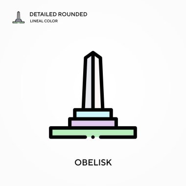 Dikilitaş ayrıntılı yuvarlak doğrusal renk vektör simgesi. Web mobil UI ögesi için resimleme sembolü tasarım şablonu. Düzenlenebilir vuruşlarda mükemmel renk modern piktogram. İş projeniz için dikilitaş simgeleri