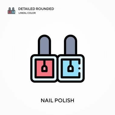 Tırnak cilası ayrıntılı yuvarlak doğrusal renk vektör simgesi. Web mobil UI ögesi için resimleme sembolü tasarım şablonu. Düzenlenebilir vuruşlarda mükemmel renk modern piktogram. İş projeniz için oje simgeleri