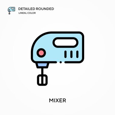 Karıştırıcı ayrıntılı yuvarlak doğrusal renk vektör simgesi. Web mobil UI ögesi için resimleme sembolü tasarım şablonu. Düzenlenebilir vuruşlarda mükemmel renk modern piktogram. İş projeniz için karıştırıcı simgeleri