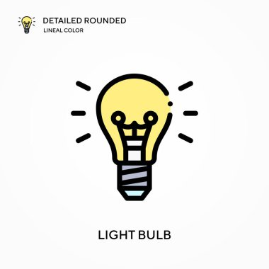 Ampul ayrıntılı yuvarlak doğrusal renk vektör simgesi. Web mobil UI ögesi için resimleme sembolü tasarım şablonu. Düzenlenebilir vuruşlarda mükemmel renk modern piktogram. İş projeniz için ampul simgeleri