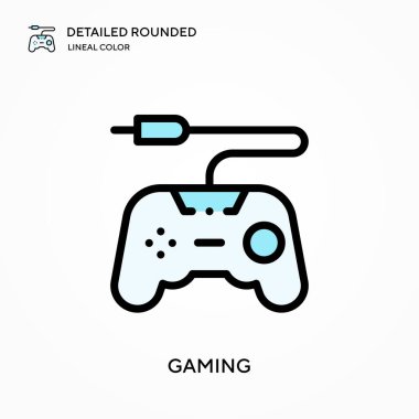 Ayrıntılı yuvarlak çizgi renk vektörü simgesi oynanıyor. Web mobil UI ögesi için resimleme sembolü tasarım şablonu. Düzenlenebilir vuruşlarda mükemmel renk modern piktogram. İş projeniz için oyun simgeleri