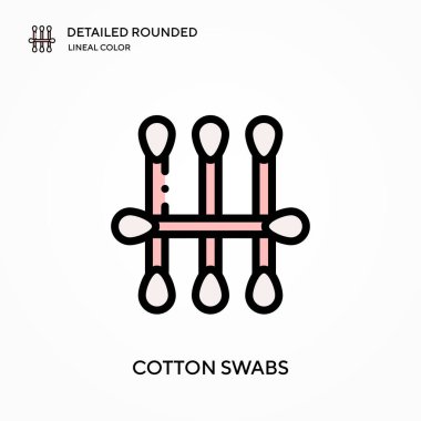 Pamuk çubukları ayrıntılı yuvarlak doğrusal renk vektör ikonu. Web mobil UI ögesi için resimleme sembolü tasarım şablonu. Düzenlenebilir vuruşlarda mükemmel renk modern piktogram. İş projeniz için pamuk çubukları simgeleri temizler