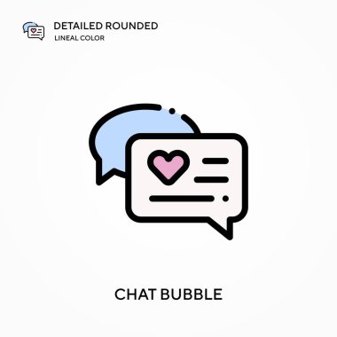 Sohbet baloncuğu yuvarlak doğrusal renk vektör simgesini detaylı olarak açıkladı. Web mobil UI ögesi için resimleme sembolü tasarım şablonu. Düzenlenebilir vuruşlarda mükemmel renk modern piktogram. İş projeniz için sohbet baloncuğu simgeleri