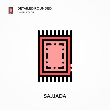 Sajjada ayrıntılı yuvarlak doğrusal renk vektör simgesi. Web mobil UI ögesi için resimleme sembolü tasarım şablonu. Düzenlenebilir vuruşlarda mükemmel renk modern piktogram. İş projeniz için Sajjada simgeleri