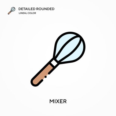 Karıştırıcı ayrıntılı yuvarlak doğrusal renk vektör simgesi. Web mobil UI ögesi için resimleme sembolü tasarım şablonu. Düzenlenebilir vuruşlarda mükemmel renk modern piktogram. İş projeniz için karıştırıcı simgeleri