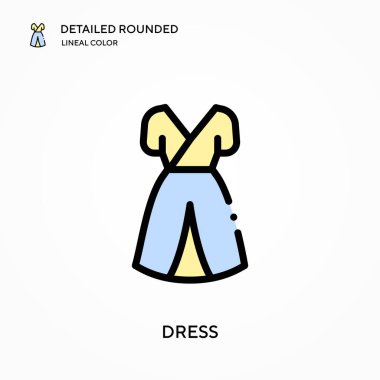 Ayrıntılı yuvarlak çizgisel renk vektör simgesi giyin. Web mobil UI ögesi için resimleme sembolü tasarım şablonu. Düzenlenebilir vuruşlarda mükemmel renk modern piktogram. İş projeniz için simgeler