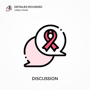 Ayrıntılı yuvarlak doğrusal renk vektör simgesi tartışması. Web mobil UI ögesi için resimleme sembolü tasarım şablonu. Düzenlenebilir vuruşlarda mükemmel renk modern piktogram. İş projeniz için simgeler