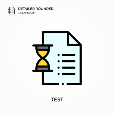 Ayrıntılı yuvarlak doğrusal renk vektör simgesini test et. Web mobil UI ögesi için resimleme sembolü tasarım şablonu. Düzenlenebilir vuruşlarda mükemmel renk modern piktogram. İş projeniz için test simgeleri