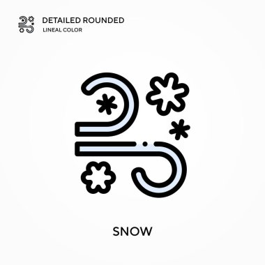 Kar, yuvarlak doğrusal renk vektör simgesini detaylı olarak açıkladı. Web mobil UI ögesi için resimleme sembolü tasarım şablonu. Düzenlenebilir vuruşlarda mükemmel renk modern piktogram. İş projeniz için kar simgeleri