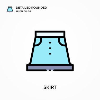 Etek ayrıntılı yuvarlak doğrusal renk vektör simgesi. Web mobil UI ögesi için resimleme sembolü tasarım şablonu. Düzenlenebilir vuruşlarda mükemmel renk modern piktogram. İş projeniz için etek simgeleri