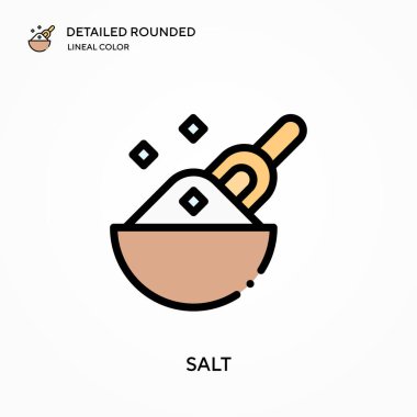 Tuzlu ayrıntılı yuvarlak doğrusal renk vektör simgesi. Web mobil UI ögesi için resimleme sembolü tasarım şablonu. Düzenlenebilir vuruşlarda mükemmel renk modern piktogram. İş projeniz için tuz simgeleri