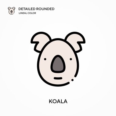 Koala ayrıntılı yuvarlak doğrusal renk vektör simgesi. Web mobil UI ögesi için resimleme sembolü tasarım şablonu. Düzenlenebilir vuruşlarda mükemmel renk modern piktogram. İş projeniz için Koala simgeleri