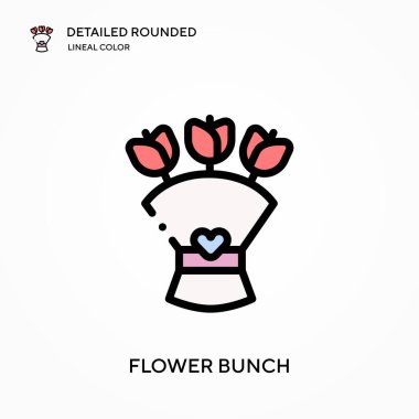 Çiçek demeti ayrıntılı yuvarlak doğrusal renk vektör simgesi. Web mobil UI ögesi için resimleme sembolü tasarım şablonu. Düzenlenebilir vuruşlarda mükemmel renk modern piktogram. İş projeniz için çiçek demeti simgeleri