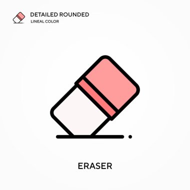 Silgi ayrıntılı yuvarlak doğrusal renk vektörü simgesi. Web mobil UI ögesi için resimleme sembolü tasarım şablonu. Düzenlenebilir vuruşlarda mükemmel renk modern piktogram. İş projeniz için silme simgeleri
