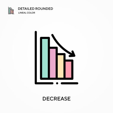 Ayrıntılı yuvarlak doğrusal renk vektör simgesini azalt. Web mobil UI ögesi için resimleme sembolü tasarım şablonu. Düzenlenebilir vuruşlarda mükemmel renk modern piktogram. İş projeniz için simgeleri azalt