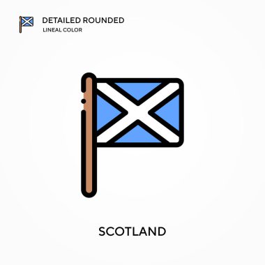İskoçya detaylı yuvarlak doğrusal renk vektör simgesi. Web mobil UI ögesi için resimleme sembolü tasarım şablonu. Düzenlenebilir vuruşlarda mükemmel renk modern piktogram. İş projeniz için İskoçya simgeleri