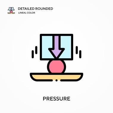 Basınç ayrıntılı yuvarlak doğrusal renk vektör simgesi. Web mobil UI ögesi için resimleme sembolü tasarım şablonu. Düzenlenebilir vuruşlarda mükemmel renk modern piktogram. İş projeniz için baskı simgeleri