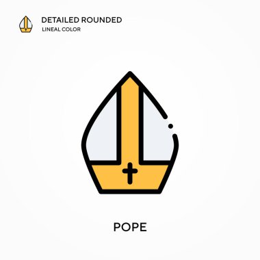 Papa yuvarlak doğrusal renk vektör simgesini detaylandırdı. Web mobil UI ögesi için resimleme sembolü tasarım şablonu. Düzenlenebilir vuruşlarda mükemmel renk modern piktogram. Pope iş projeniz için simgeler