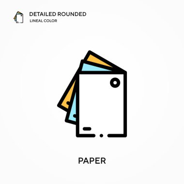 Kağıt ayrıntılı yuvarlak doğrusal renk vektör simgesi. Web mobil UI ögesi için resimleme sembolü tasarım şablonu. Düzenlenebilir vuruşlarda mükemmel renk modern piktogram. İş projeniz için kağıt simgeleri