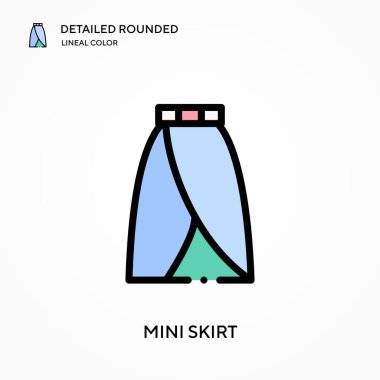 Mini etek ayrıntılı yuvarlak doğrusal renk vektör ikonu. Web mobil UI ögesi için resimleme sembolü tasarım şablonu. Düzenlenebilir vuruşlarda mükemmel renk modern piktogram. İş projeniz için mini etek simgeleri