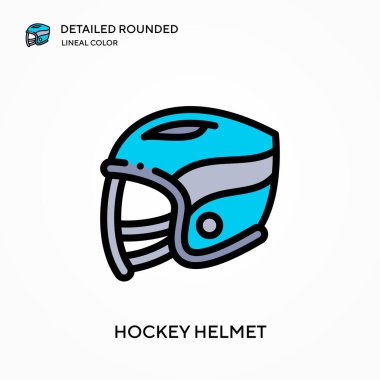 Hokey kaskı yuvarlak lineal renk vektör simgesini detaylı olarak açıkladı. Web mobil UI ögesi için resimleme sembolü tasarım şablonu. Düzenlenebilir vuruşlarda mükemmel renk modern piktogram. İş projeniz için hokey başlığı simgeleri