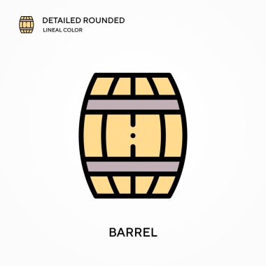Fıçı ayrıntılı yuvarlak lineal renk vektör ikonu. Web mobil UI ögesi için resimleme sembolü tasarım şablonu. Düzenlenebilir vuruşlarda mükemmel renk modern piktogram. İş projeniz için fıçı simgeleri