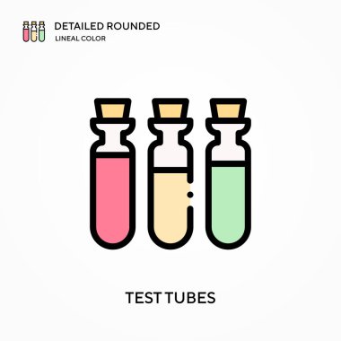 Test tüpleri yuvarlak lineal renk vektör simgesini detaylı olarak açıkladı. Web mobil UI ögesi için resimleme sembolü tasarım şablonu. Düzenlenebilir vuruşlarda mükemmel renk modern piktogram. İş projeniz için test tüpleri simgeleri