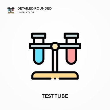 Test tüpü ayrıntılı yuvarlak doğrusal renk vektör simgesi. Web mobil UI ögesi için resimleme sembolü tasarım şablonu. Düzenlenebilir vuruşlarda mükemmel renk modern piktogram. İş projeniz için tüp simgeleri deneyin