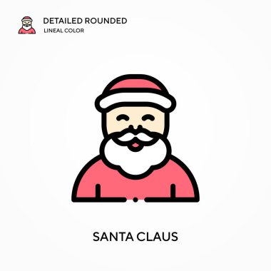 Noel Baba ayrıntılı yuvarlak doğrusal renk vektör ikonu. Web mobil UI ögesi için resimleme sembolü tasarım şablonu. Düzenlenebilir vuruşlarda mükemmel renk modern piktogram. İş projen için Noel Baba simgeleri