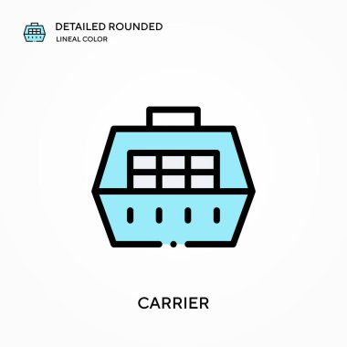Taşıyıcı ayrıntılı yuvarlak doğrusal renk vektör simgesi. Web mobil UI ögesi için resimleme sembolü tasarım şablonu. Düzenlenebilir vuruşlarda mükemmel renk modern piktogram. İş projeniz için taşıyıcı simgeleri