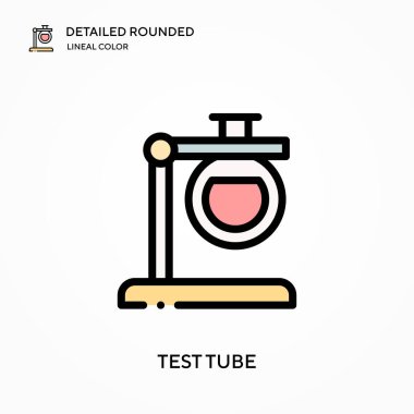 Test tüpü ayrıntılı yuvarlak doğrusal renk vektör simgesi. Web mobil UI ögesi için resimleme sembolü tasarım şablonu. Düzenlenebilir vuruşlarda mükemmel renk modern piktogram. İş projeniz için tüp simgeleri deneyin
