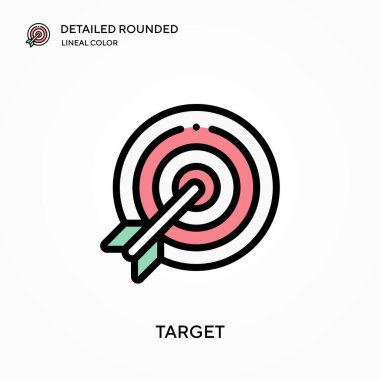 Hedef ayrıntılı yuvarlak doğrusal renk vektör simgesi. Web mobil UI ögesi için resimleme sembolü tasarım şablonu. Düzenlenebilir vuruşlarda mükemmel renk modern piktogram. İş projeniz için hedef simgeleri