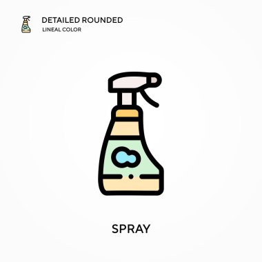 Detaylı yuvarlak doğrusal renk vektör simgesi püskürt. Web mobil UI ögesi için resimleme sembolü tasarım şablonu. Düzenlenebilir vuruşlarda mükemmel renk modern piktogram. İş projeniz için sprey simgeleri