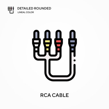 Rca kablosu yuvarlak lineal renk vektör simgesi. Web mobil UI ögesi için resimleme sembolü tasarım şablonu. Düzenlenebilir vuruşlarda mükemmel renk modern piktogram. İş projeniz için Rca kablo simgeleri