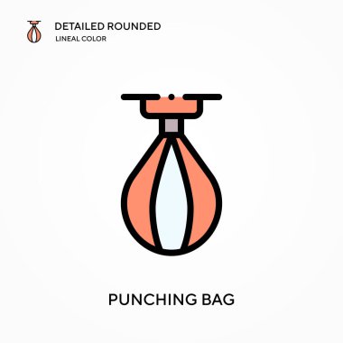 Kum torbası ayrıntılı yuvarlak doğrusal renk vektör simgesi. Web mobil UI ögesi için resimleme sembolü tasarım şablonu. Düzenlenebilir vuruşlarda mükemmel renk modern piktogram. İş projeniz için torba simgeleri yumruklama