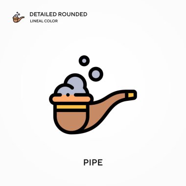 Boru detaylı yuvarlak doğrusal renk vektör simgesi. Web mobil UI ögesi için resimleme sembolü tasarım şablonu. Düzenlenebilir vuruşlarda mükemmel renk modern piktogram. İş projeniz için boru simgeleri