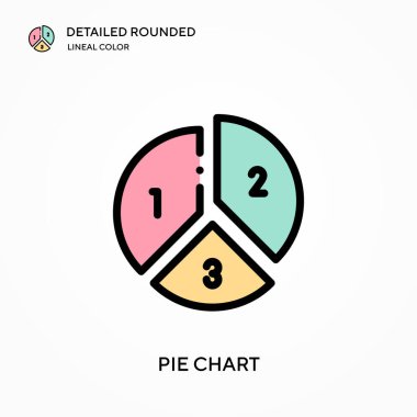 Pasta şeması yuvarlak doğrusal renk vektörü simgesini detaylı olarak açıkladı. Web mobil UI ögesi için resimleme sembolü tasarım şablonu. Düzenlenebilir vuruşlarda mükemmel renk modern piktogram. İş projeniz için pasta çizelgesi simgeleri