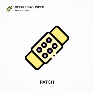 Ayrıntılı yuvarlak doğrusal renk vektör simgesi yaması. Web mobil UI ögesi için resimleme sembolü tasarım şablonu. Düzenlenebilir vuruşlarda mükemmel renk modern piktogram. İş projeniz için yama simgeleri